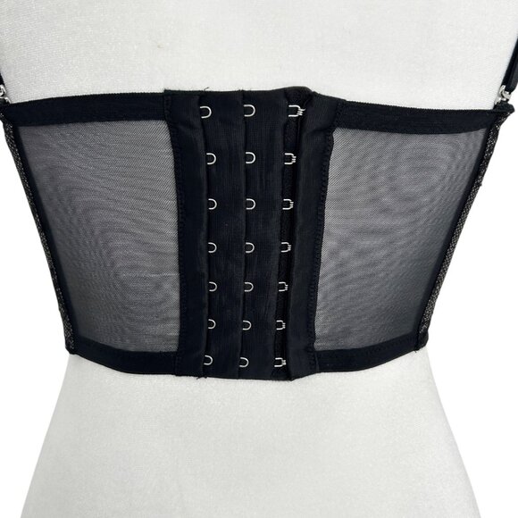 Victoria's Secret Black Floral Lace Corset Bustier Top Bra Vamp Witchy Goth 32C - Picture 6 of 15